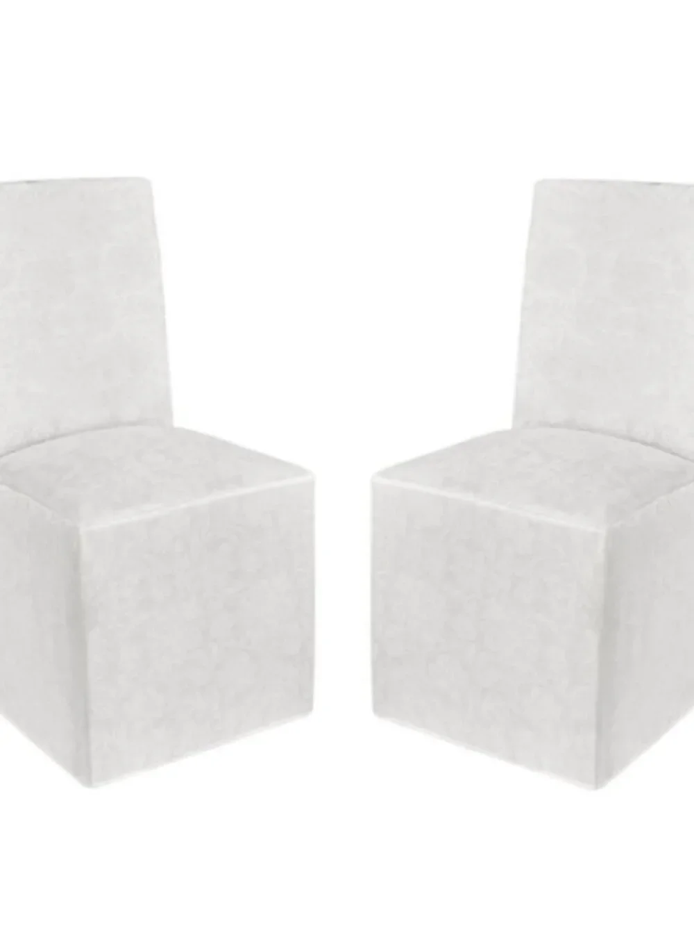 2 brand new WHITE Holiday Medley Damask Chair Covers for Dining Room Chairs